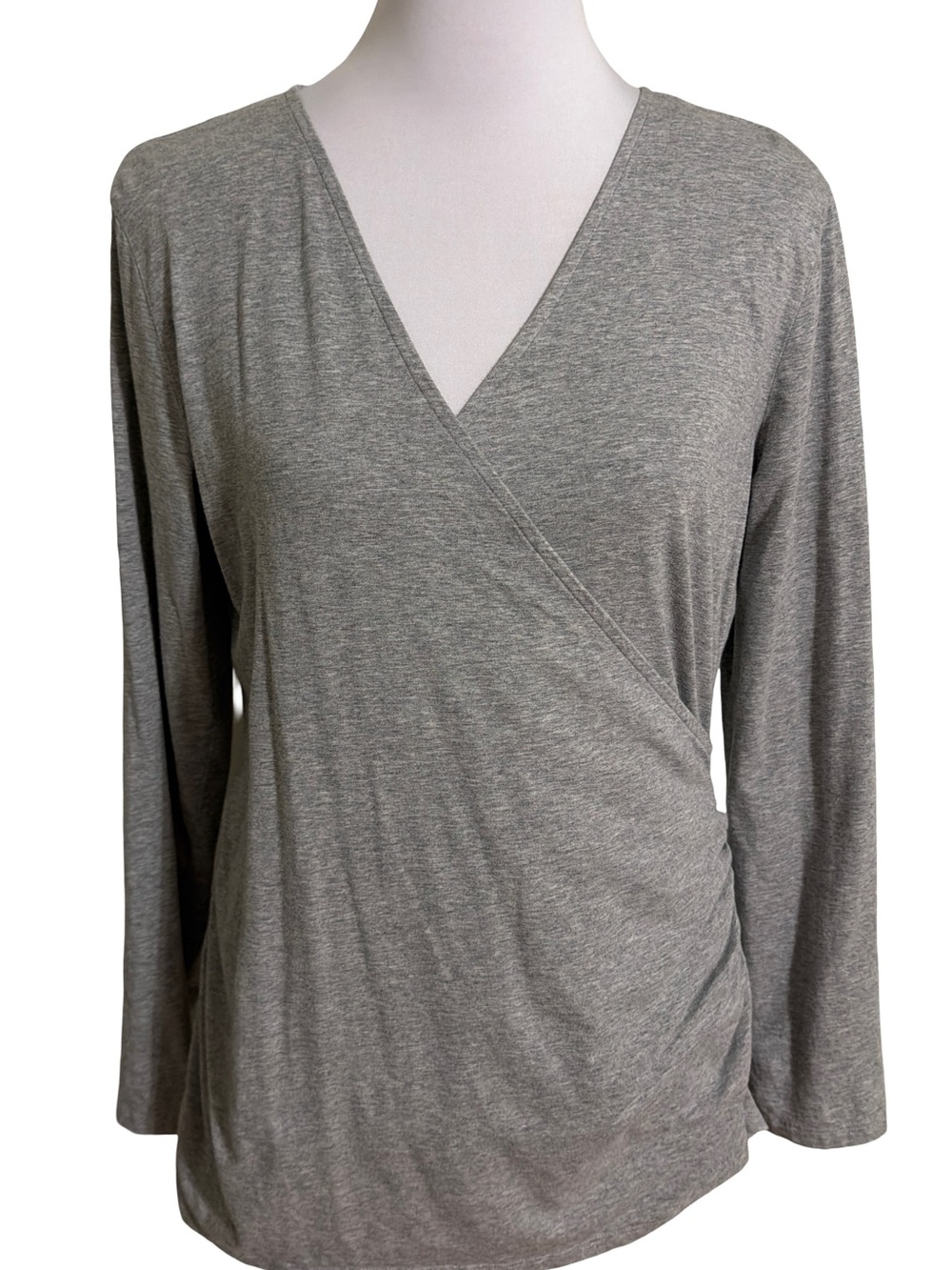 Michael Kors Heather Gray Wrap Long Sleeve Top